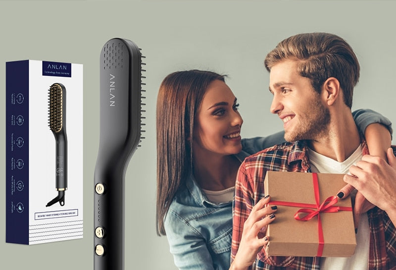 Beard Hair Straightening Brush - Glow Dusk