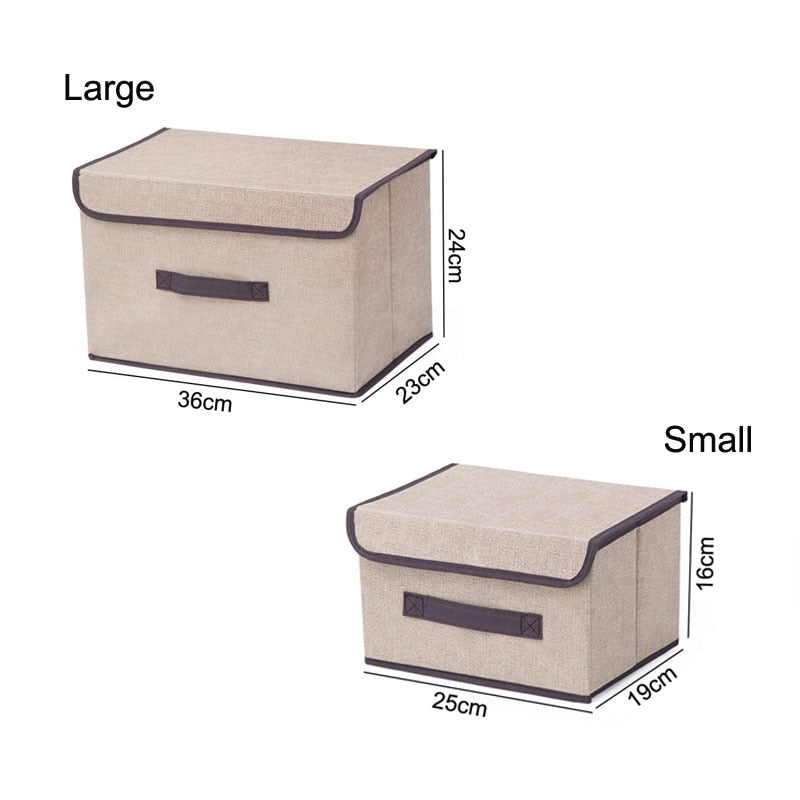 Cotton Linen Storage Box With Cap - Glow Dusk