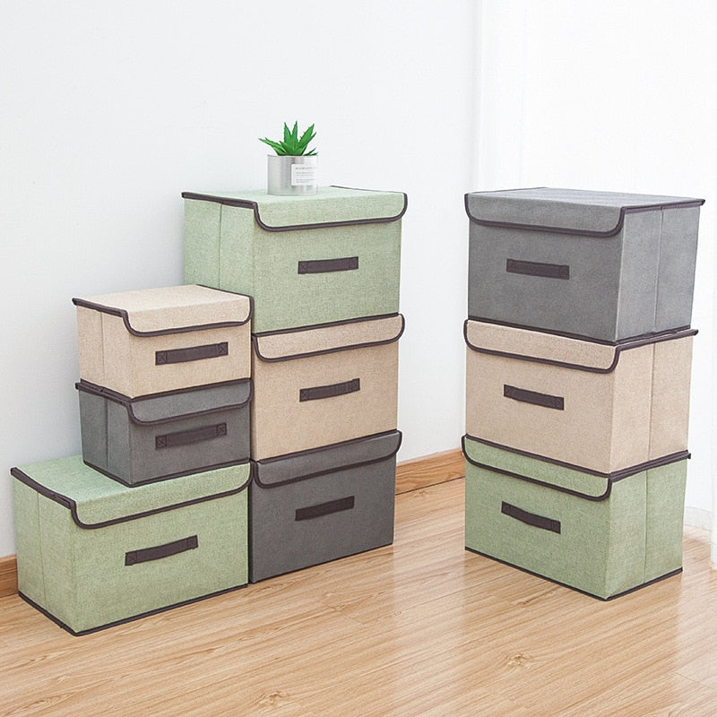 Cotton Linen Storage Box With Cap - Glow Dusk