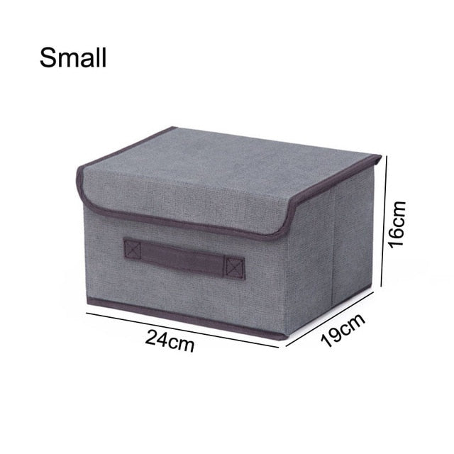 Cotton Linen Storage Box With Cap - Glow Dusk