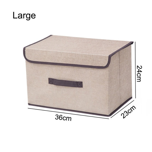 Cotton Linen Storage Box With Cap - Glow Dusk