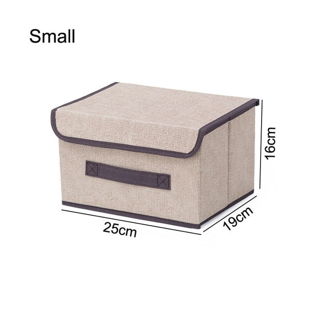 Cotton Linen Storage Box With Cap - Glow Dusk