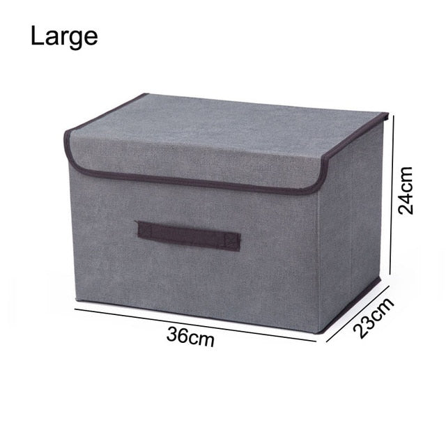 Cotton Linen Storage Box With Cap - Glow Dusk