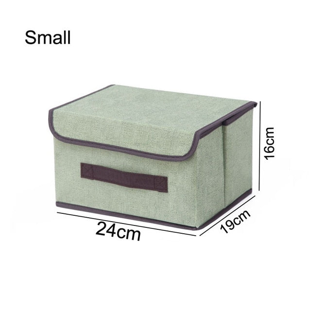 Cotton Linen Storage Box With Cap - Glow Dusk