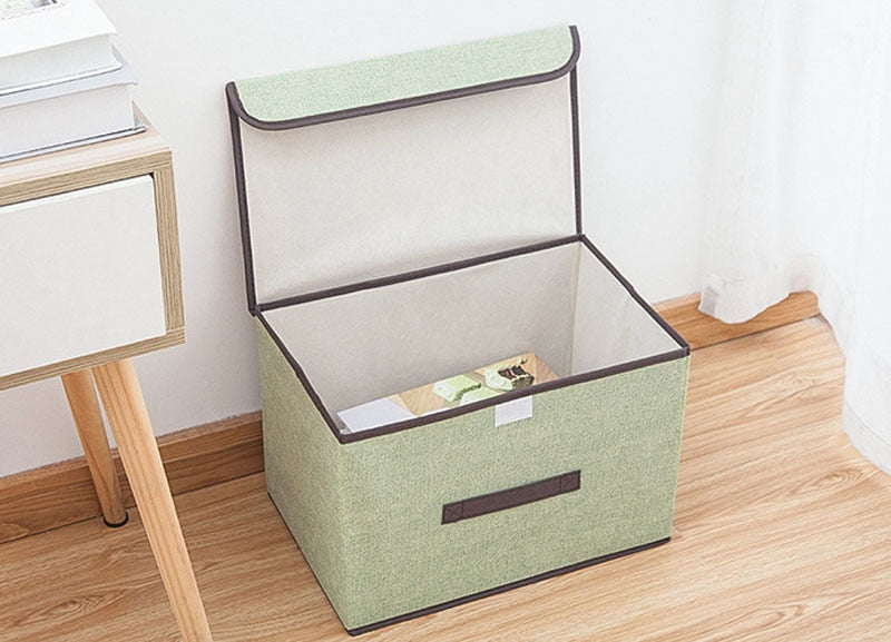 Cotton Linen Storage Box With Cap - Glow Dusk